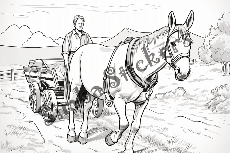 Colouring pages, bundle of mules, 25 images