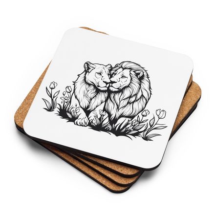 Cork-Back Coaster,  Male lion with lioness, kbdgyu