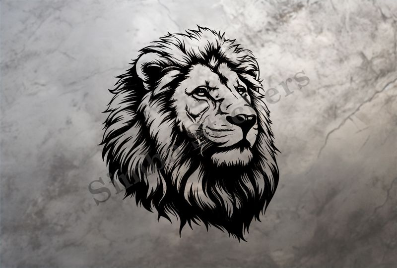 Majestic-looking lion, outline art
