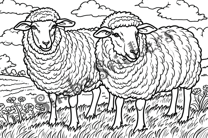 Colouring pages, bundle of sheep, 25 images