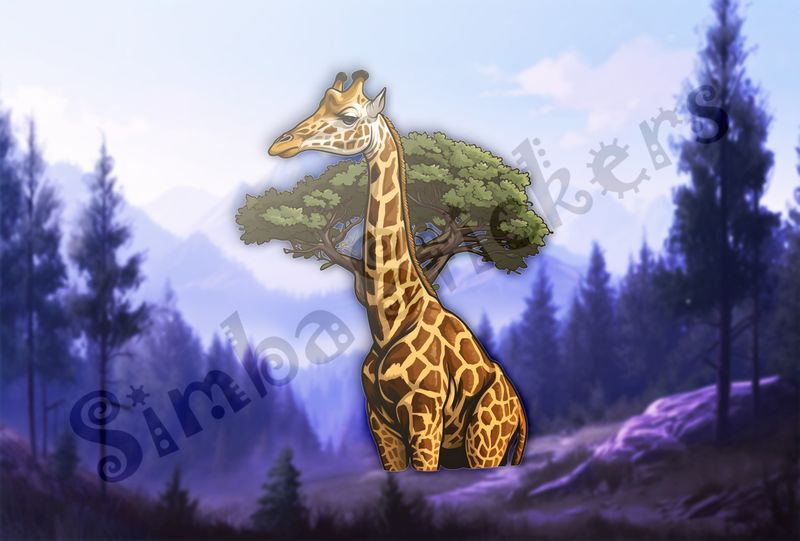Giraffe in front of tree, towering above it