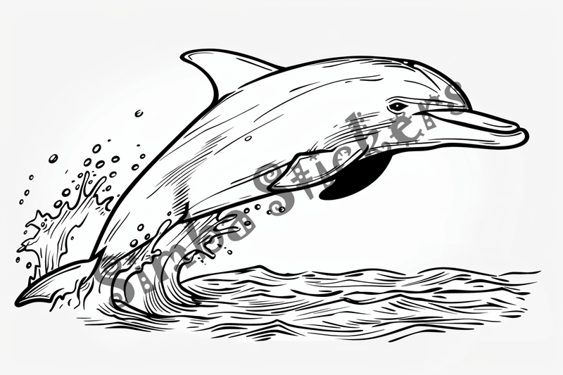Colouring pages, bundle of singular dolphins, 10 images