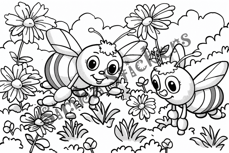 Colouring pages, bundle of bees, 50 images