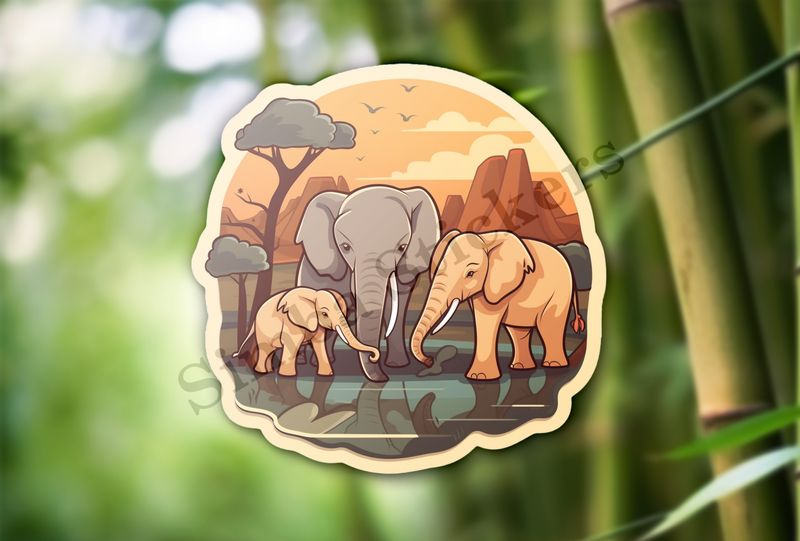 African elephant with calves in the Savanna