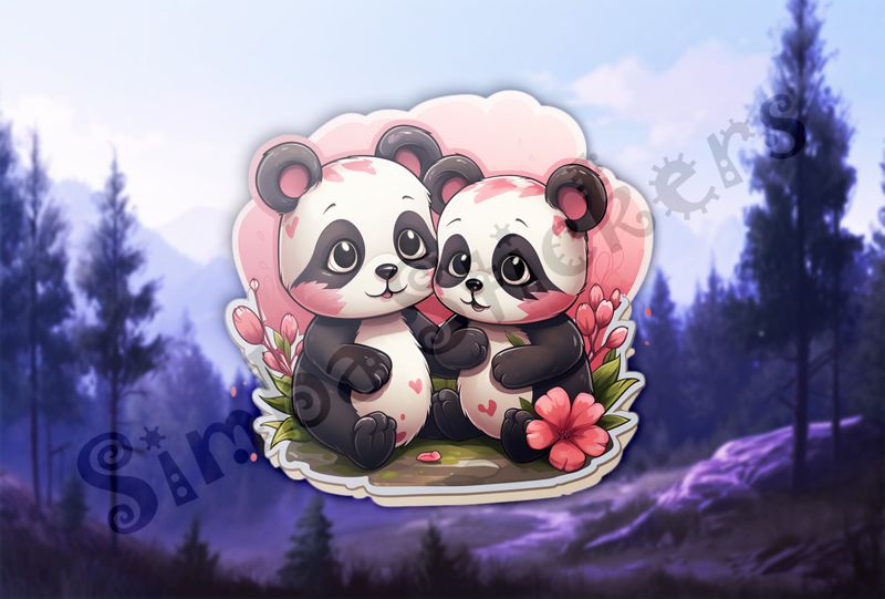 Panda bear cubs in love, b916fx