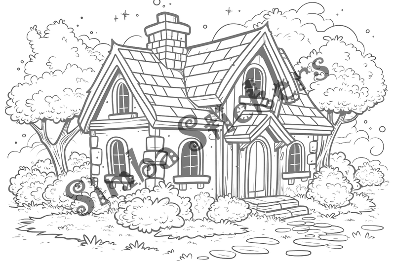 Colouring pages, bundle of houses, 25 images 2