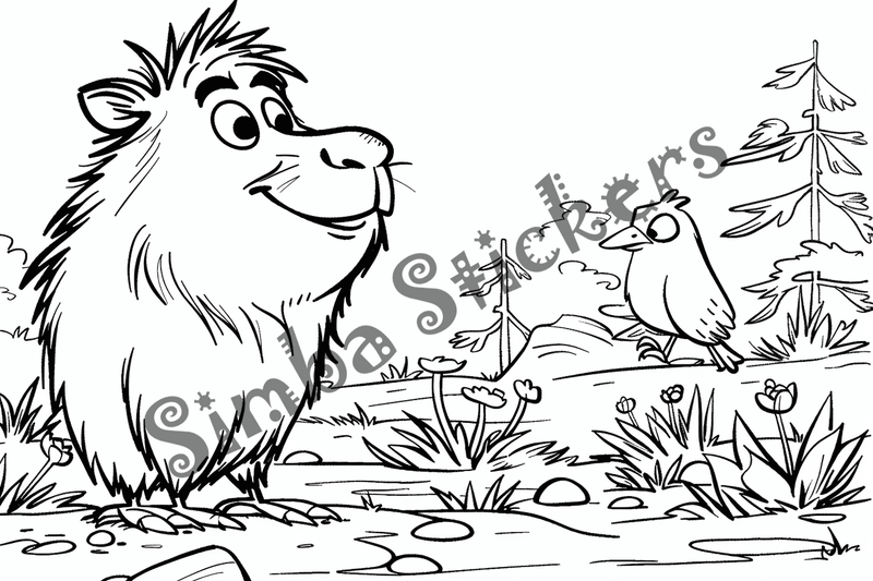 Colouring pages, bundle of capybaras with birds, 10 images