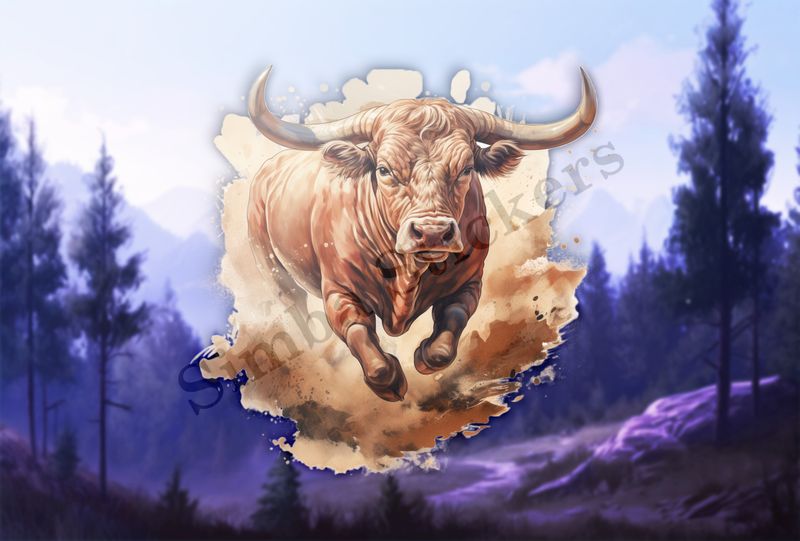 Bull kicking up dust