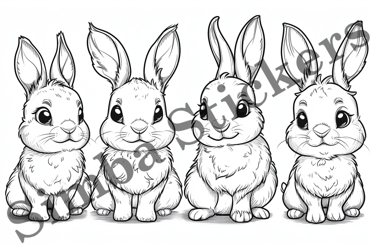 Colouring pages, Bundle of hares, 25 images