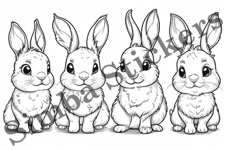 Colouring pages, Bundle of hares, 25 images