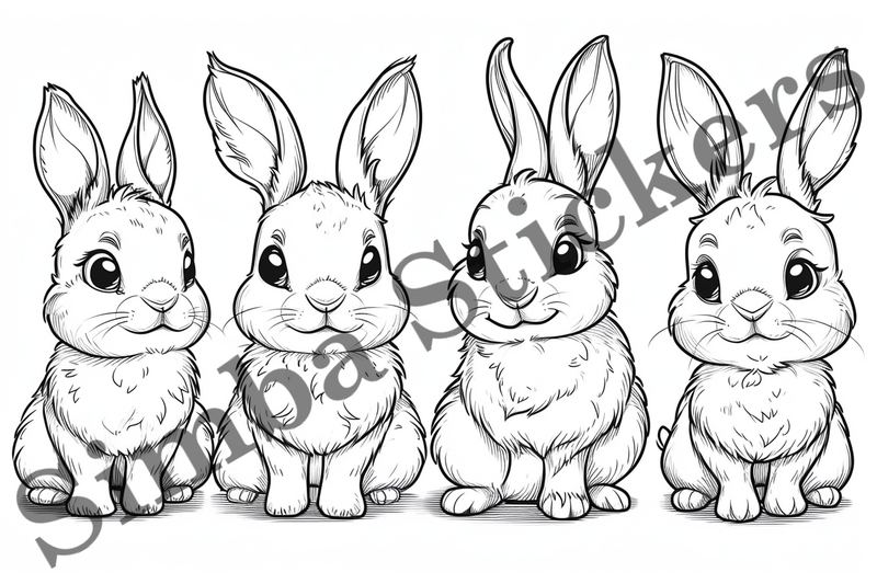 Colouring pages, Bundle of hares, 25 images