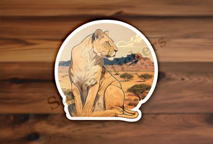 Lioness sitting in the Savanna
