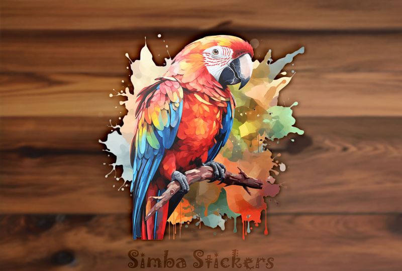 Parrot perching with splashy background, watercolour, cgagz7