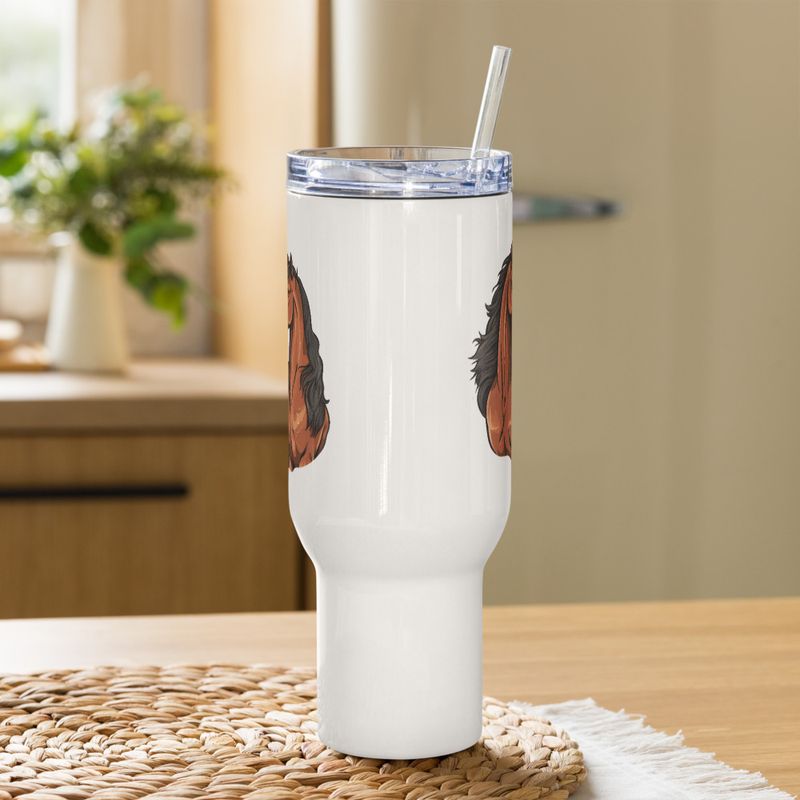 Travel Mug, Cattle, Two brown horses snuggling, tdwcyd