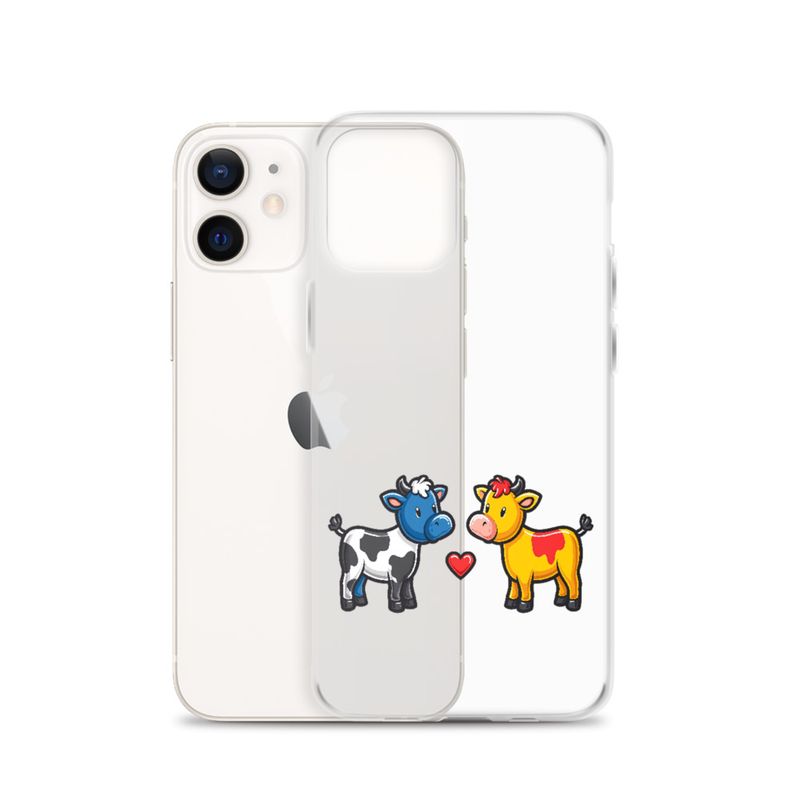 Clear Case for iPhone, Cattle, bull and cow in love, both colourful, zbyzzs