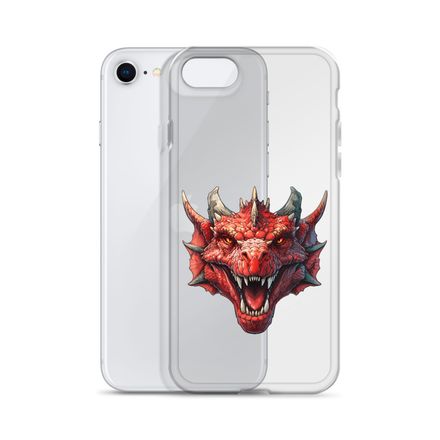 Clear Case for iPhone, Red Chinese dragon face, j6thsy