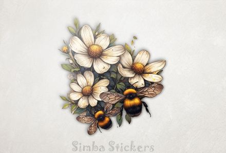 Bees on top of white flowers