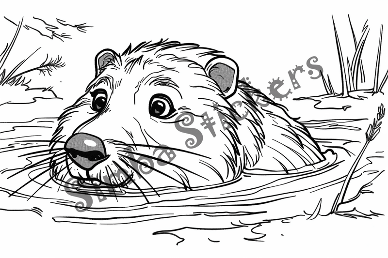 Colouring pages, bundle of singular beavers, 25 images