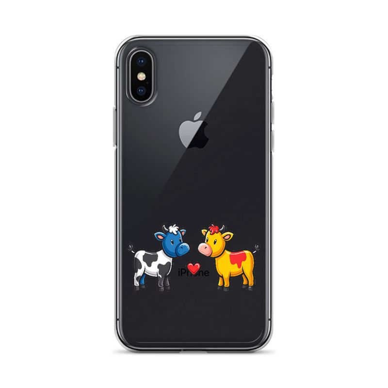 Clear Case for iPhone, Cattle, bull and cow in love, both colourful, zbyzzs