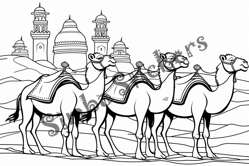 Colouring pages, bundle of Sahara Desert, 25 images 2