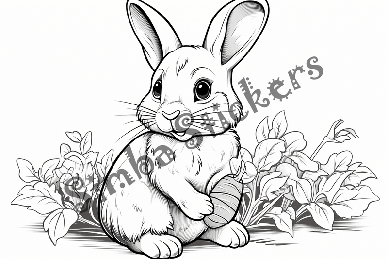 Colouring pages, bundle of rabbits, 25 images