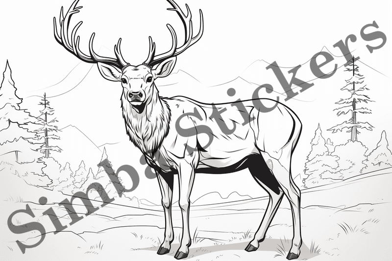 Colouring pages, bundle of deer, 25 images