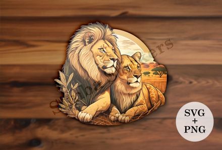 Male lion with lioness