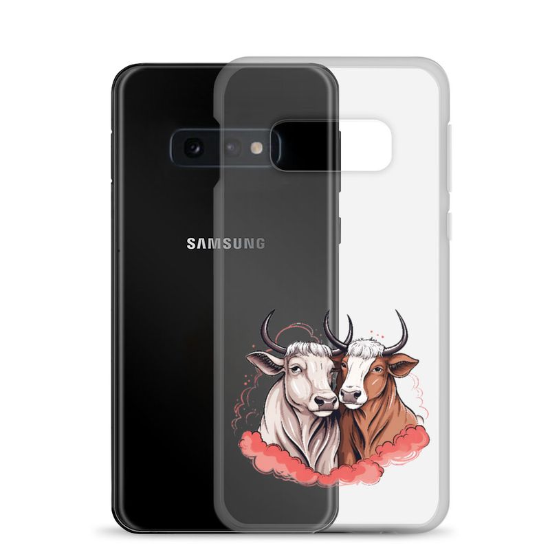 Clear Case for Samsung, Bull and cow, romantic, reddish clouds, qoucds