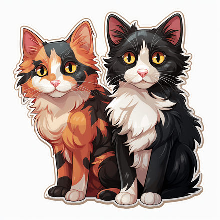 Japanese Bobtail cats cuddling, image set, 10 images