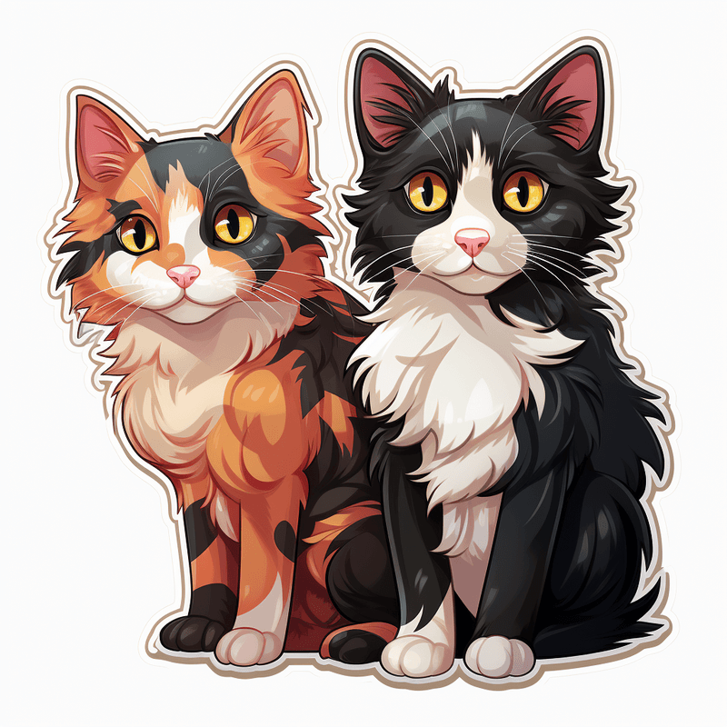 Japanese Bobtail cats cuddling, image set, 10 images