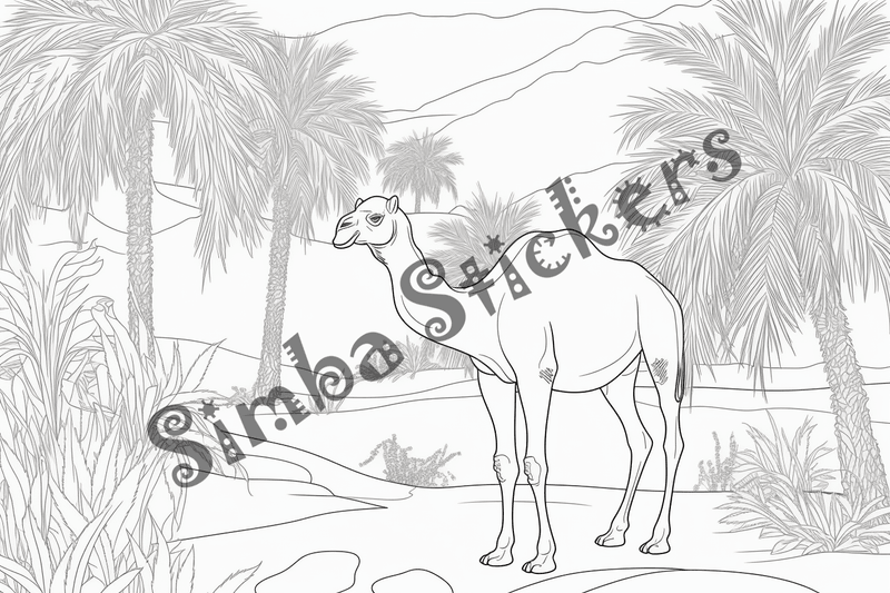 Colouring pages, bundle of camels, 25 images 2