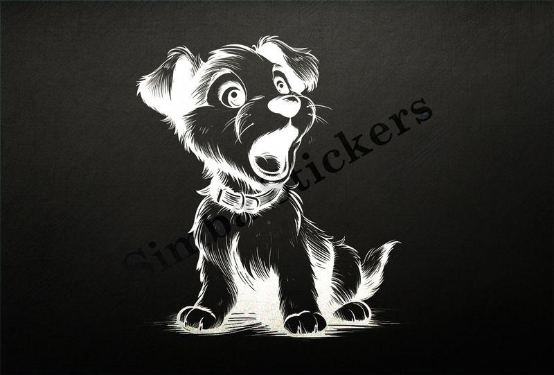 Puppy dog gasping, outline art