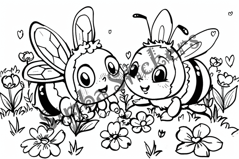 Colouring pages, bundle of bees, 25 images