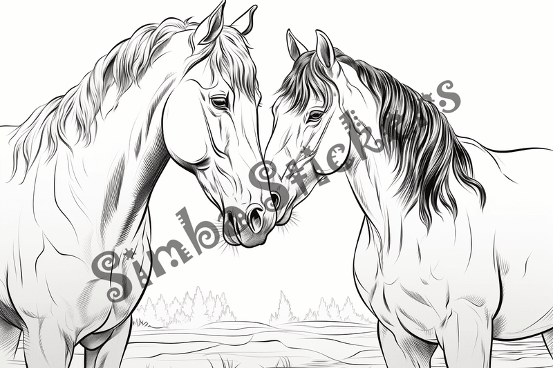 Colouring pages, bundle of horses, 25 images 2