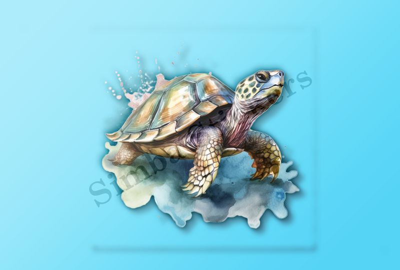 Tortoise walking, watercolour