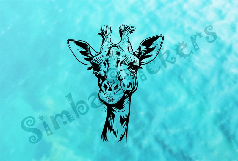 Giraffe looking cute, outline art
