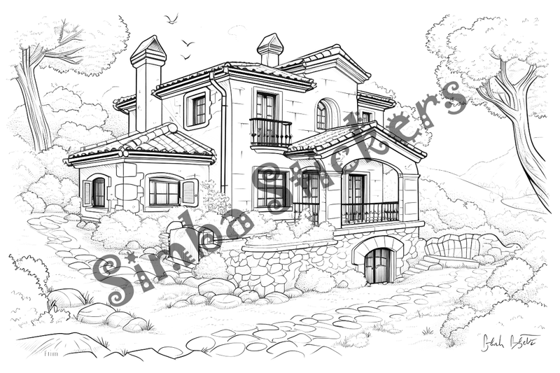 Colouring pages, bundle of houses, 25 images 2