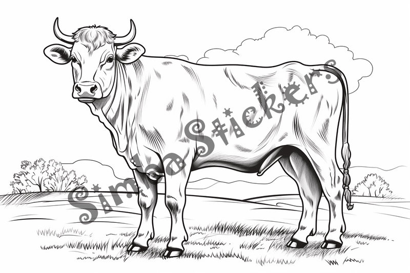 Colouring pages, bundle of cattle, complex, 25 images