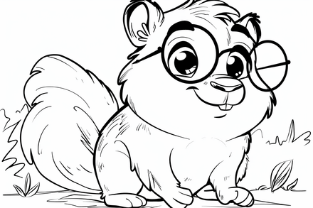 Colouring pages, bundle of beavers in glasses, 10 images