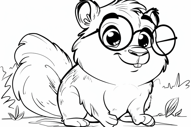 Colouring pages, bundle of beavers in glasses, 10 images
