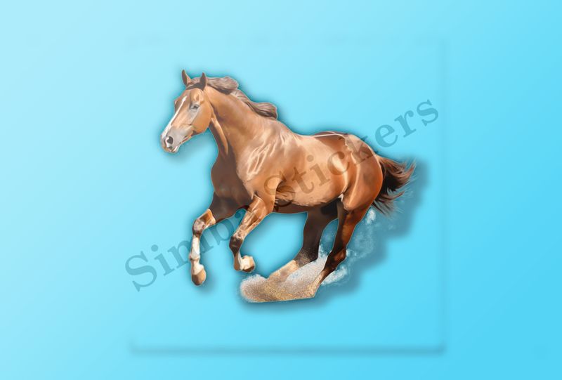 Brown horse , kicking up dust