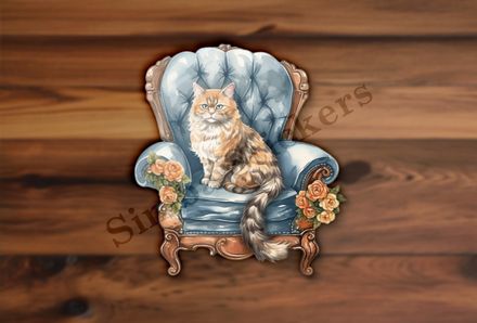 Cat in a comfy armchair, watercolour