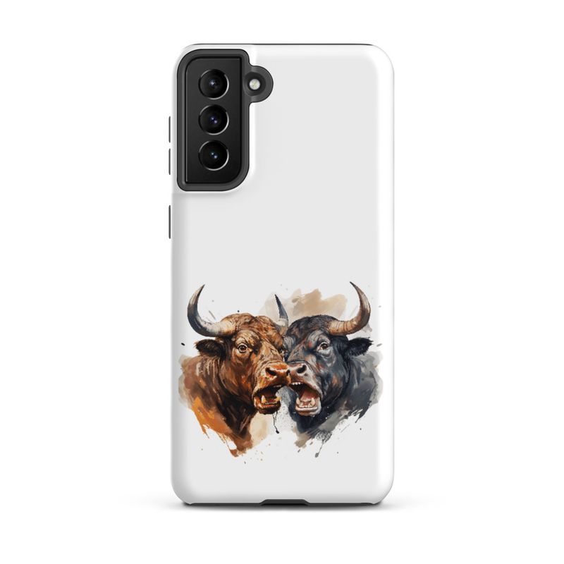 Tough Case for Samsung, Bulls facing up to each other, watercolour, dx5eff
