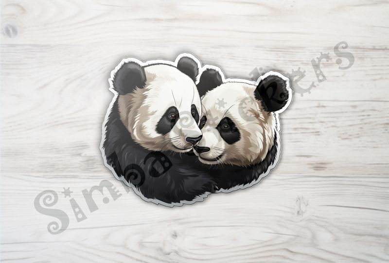 Panda bears nose-to-nose, qe4mga
