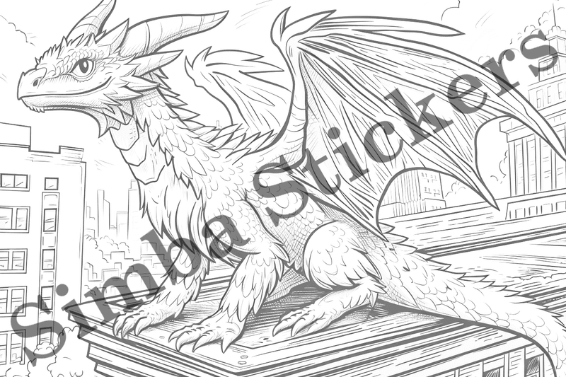 Colouring pages, bundle of dragons, 25 images