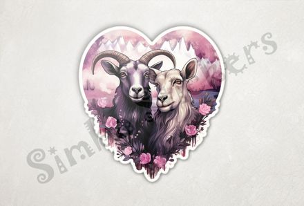 Goats in love, in heart shape