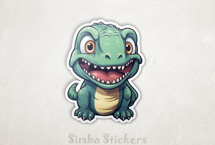 Excited baby green dinosaur