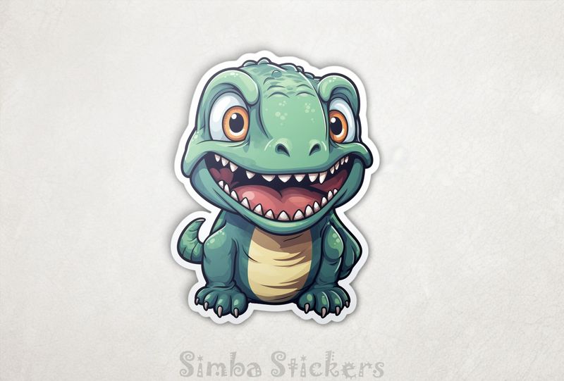 Excited baby green dinosaur