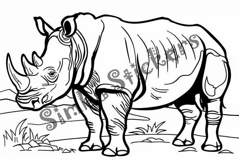 Colouring pages, bundle of rhinos, 25 images