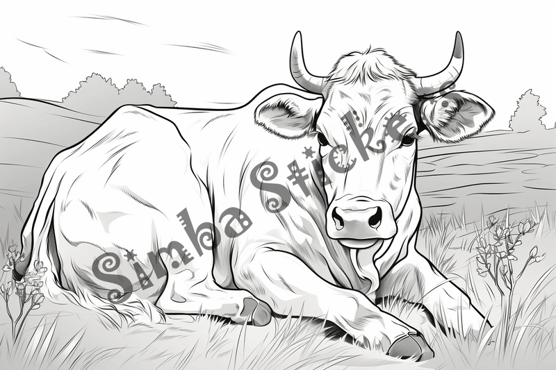 Colouring pages, bundle of cattle, complex, 25 images